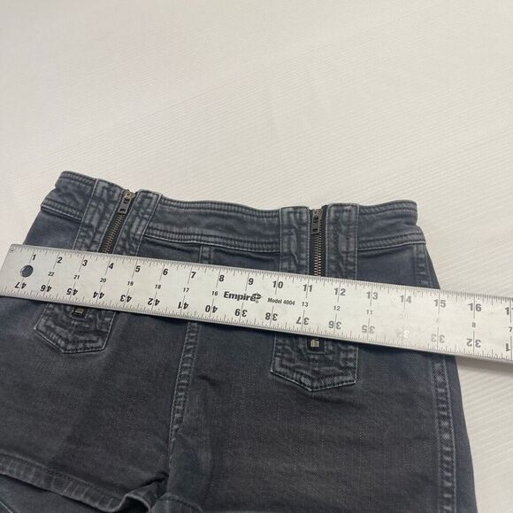 Free People Black Grey Zipper Denim Shorts Size 26 - Picture 6 of 7